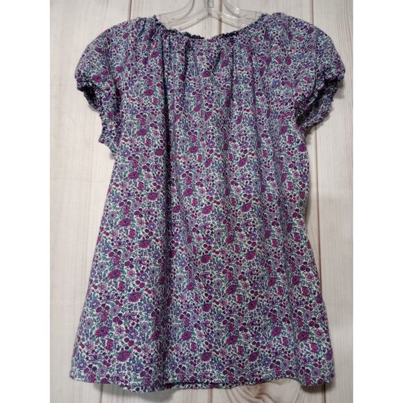 St Johns Bay Shirt Ladies Medium Petite‎ Purple Pixie Floral Peasant - Picture 2 of 6